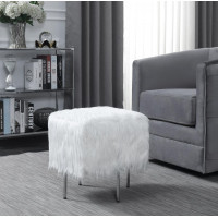 Coaster Furniture 910231 Faux Sheepskin Square Ottoman White